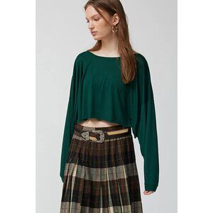 Urban Outfitters Addison Cozy Cropped Tee In Emerald Green NWT Size Large